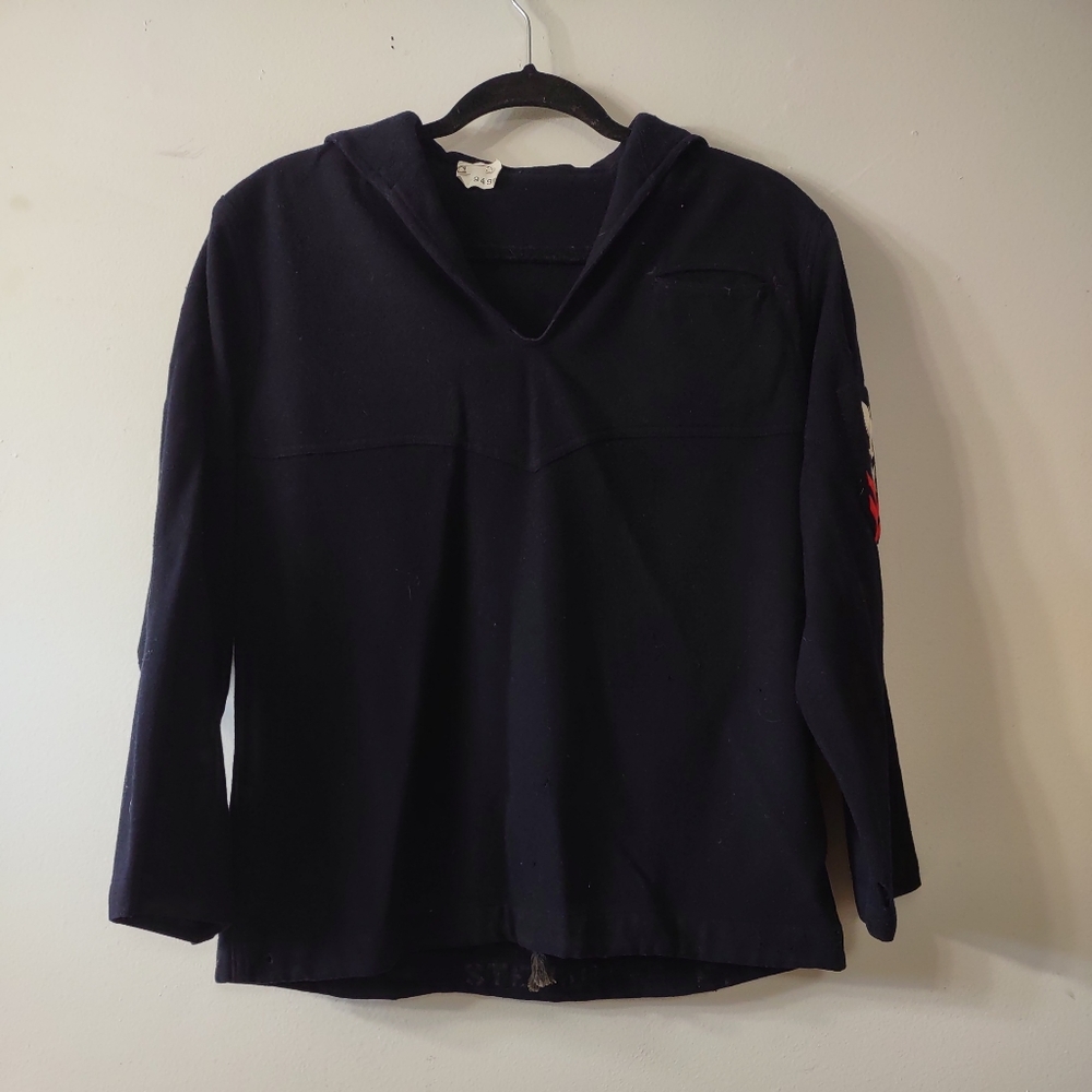 Vintage 70s Navy Sailor Pullover, Cracker Jack Uniform, Size Small